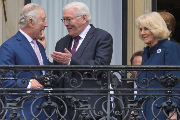 Britain's King Charles and Camilla, the Queen Consort, meet members of the public, in Hamburg
