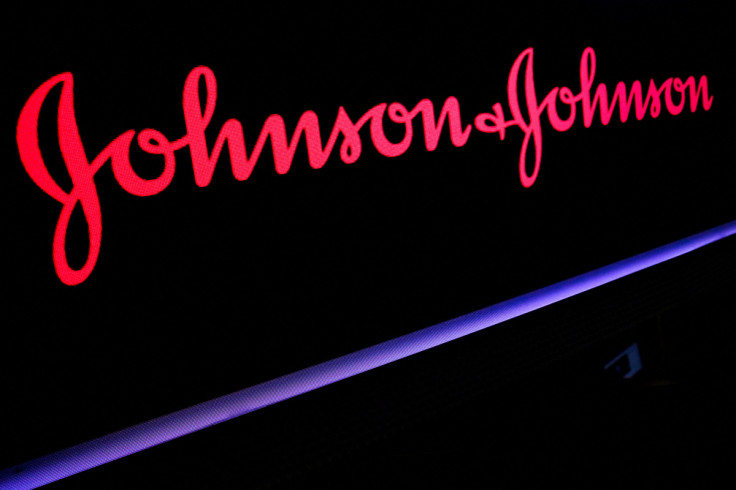 The Johnson & Johnson logo is displayed on a screen on the floor of the NYSE in New York