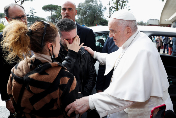 Pope Francis leaves Rome's Gemelli hospital in Rome