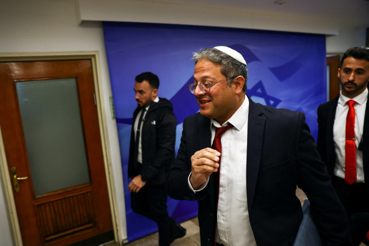 Israeli Security Minister Itamar Ben-Gvir arrives at a cabinet meeting in Jerusalem