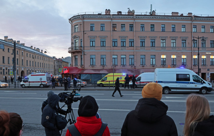 The site of an explosion in a cafe in Saint Petersburg