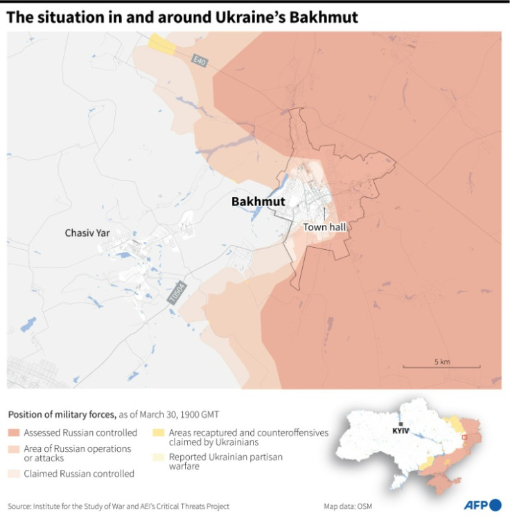 The situation in and around Ukraine's Bakhmut