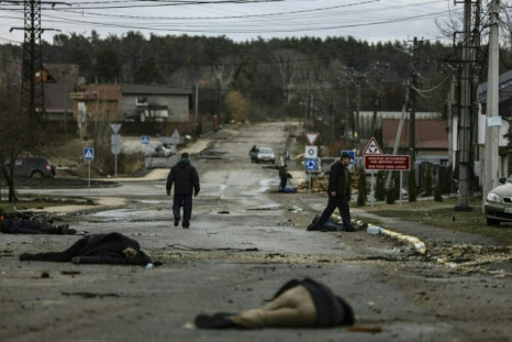 Bodies discovered in the streets of Bucha after the withdrawal of Russian troops on April 2, 2022
