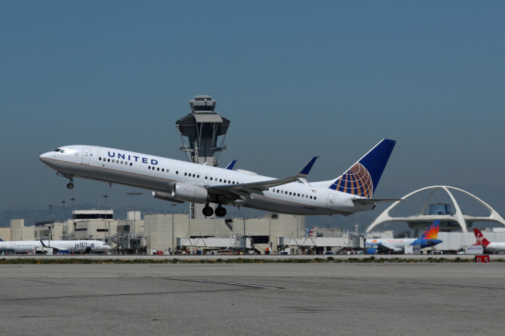 United Airlines Boeing 737 plane takes off from Los Angeles International airport