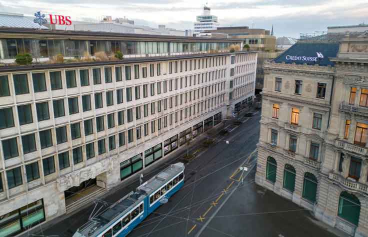 Buildings of Swiss banks UBS and Credit Suisse are seen on the Paradeplatz in Zurich