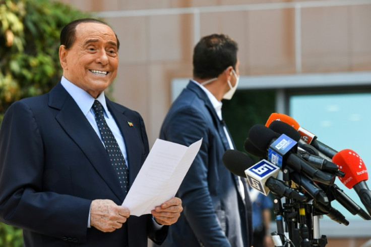 Italian former prime minister Silvio Berlusconi spoke to the media after leaving hospital in September 2020