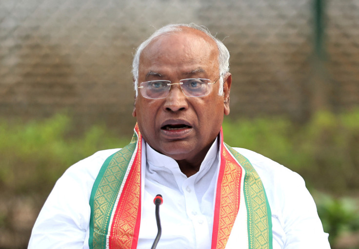 Mallikarjun Kharge speaks with the media at his residence in New Delhi