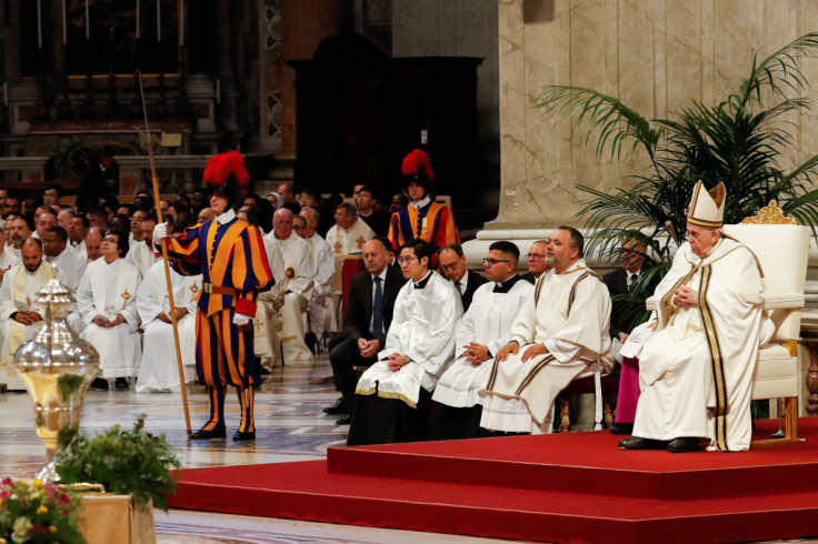 Pope Francis presides over the Chrism Mass in St. Peter's Basilica at the Vatican