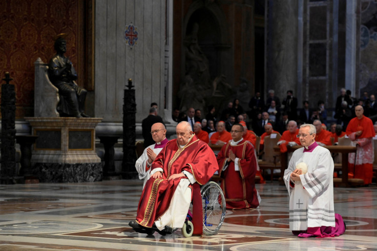 Pope Francis presides over the Good Friday Passion of the Lord service in Saint Peter's Basilica at the Vatican