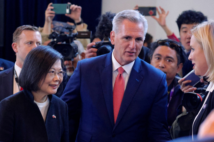 Taiwan's President Tsai Ing-wen meets the U.S. Speaker of the House Kevin McCarthy, in Simi Valley, California