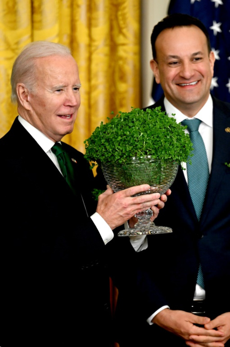 President Joe Biden with Irish Prime Minister Leo Varadkar at the White House on St Patrick's Day in March 2023
