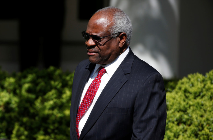 Associate Supreme Court Justice Clarence Thomas arrives for the swearing in ceremony of Judge Neil Gorsuch as an Associate Supreme Court Justice in the Rose Garden of the White House in Washington