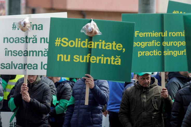 Romanian farmers protest over the price of grains and demand fallout from having an influx of cheap Ukrainian grains