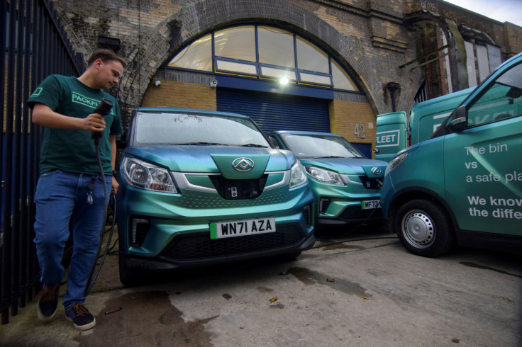 Electric vans made by Chinese brand Maxus are shown, in London