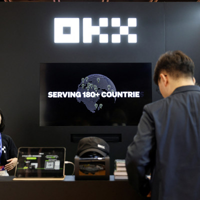 A booth of OKX cryptocurrency exchange is seen at Hong Kong Web3 Festival, in Hong Kong