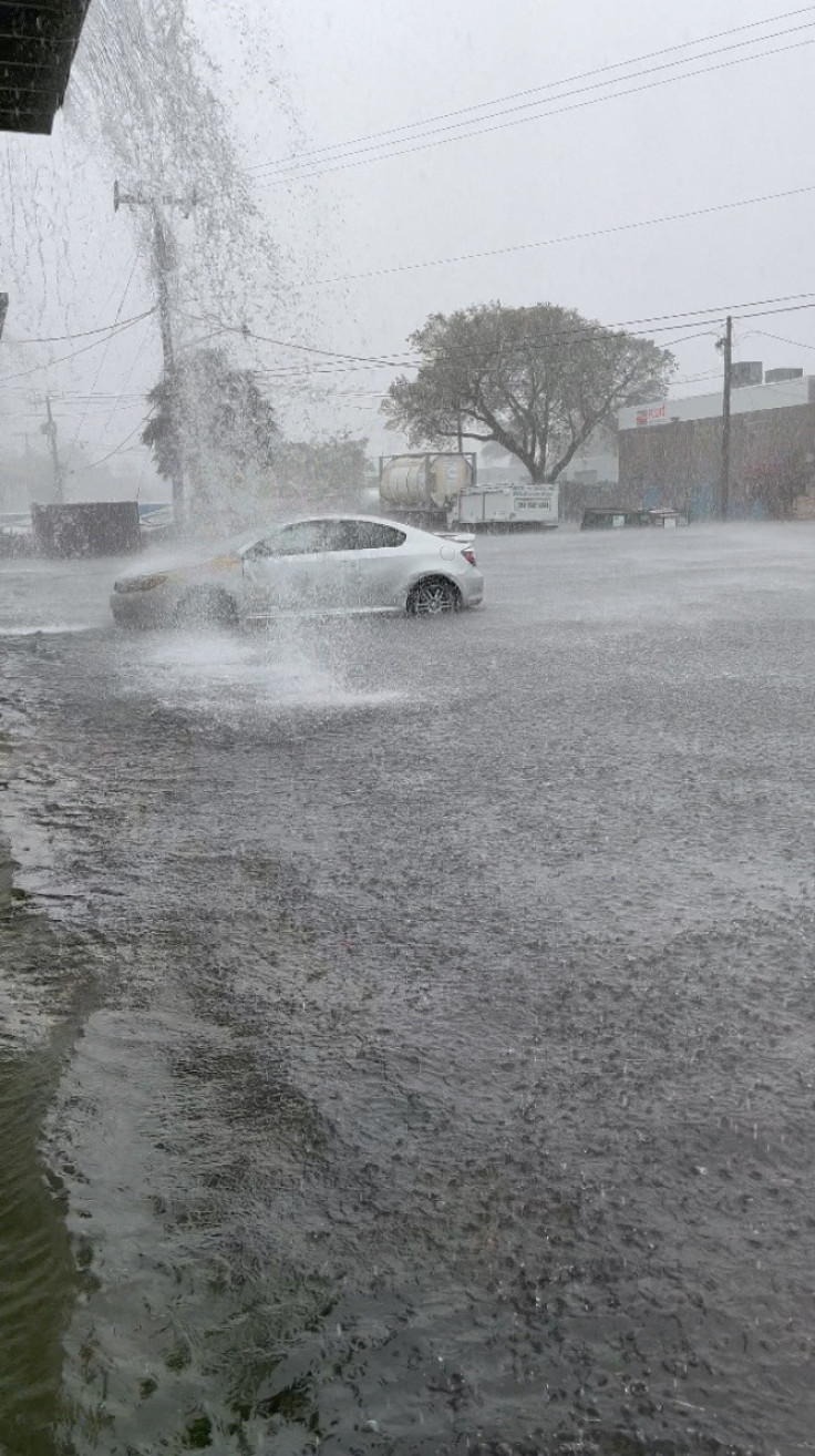 A general view shows a flooded street in, Fort Lauderdale, Florida