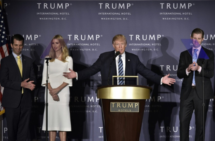 Donald Trump and children (L-R) Donald Trump Jr., Ivanka Trump, and Eric Trump were accused of fraud in a suit filed by New York state's attorney general