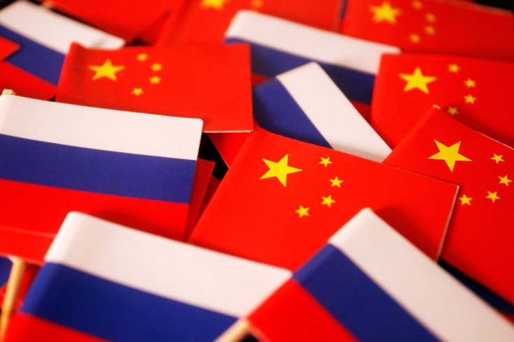 Illustration picture of China and Russia flags