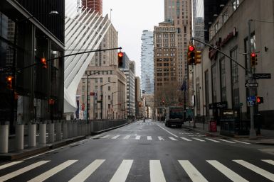 Nearly deserted Church Street in financial district is seen during outbreak of coronavirus disease (COVID-19) in New York