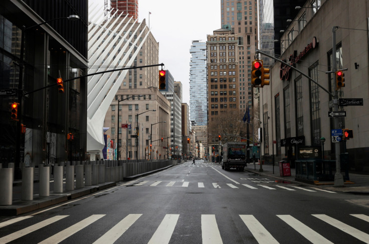 Nearly deserted Church Street in financial district is seen during outbreak of coronavirus disease (COVID-19) in New York