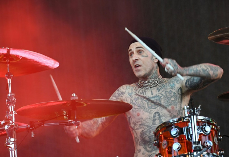 Drummer Travis Barker from Blink-182 performs during the first weekend of Coachella Valley Music and Arts Festival