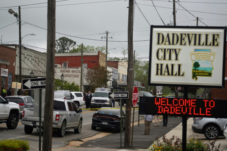 Investigators work the scene of a shooting on April 16, 2023 in Dadeville, Alabama