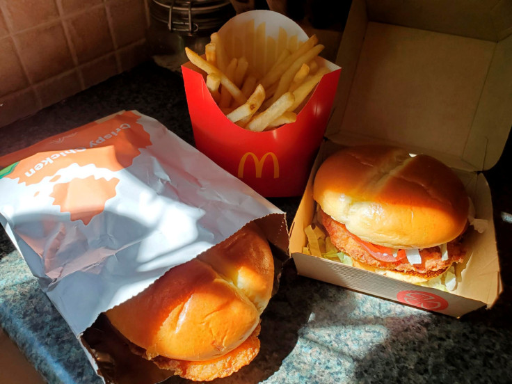 McDonald's Crispy Chicken Sandwiches and fries are pictured in New York
