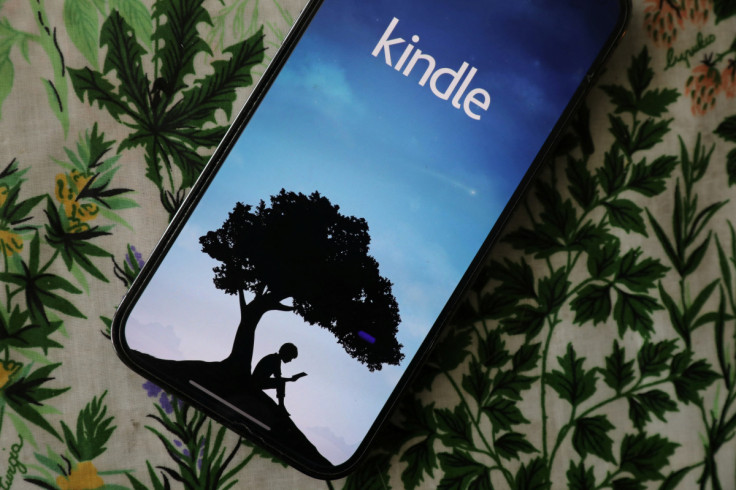 Amazon's Kindle e-book app is seen on an iPhone in an illustration