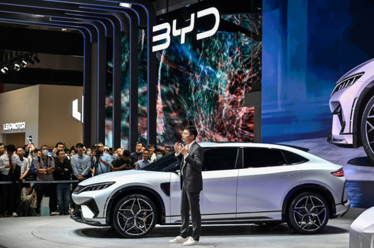 Western automakers are racing to catch up with Chinese competitors in the crucial electric vehicle market at the Shanghai Auto Show