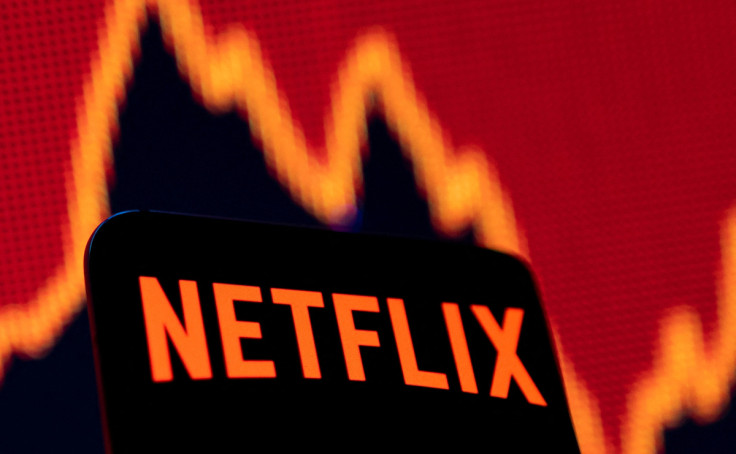 Illustration shows Netflix logo and stock graph