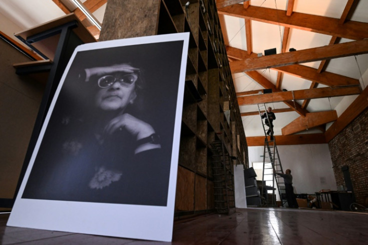 A portrait of Andrei Sakharov's late widow and rights activist Yelena Bonner