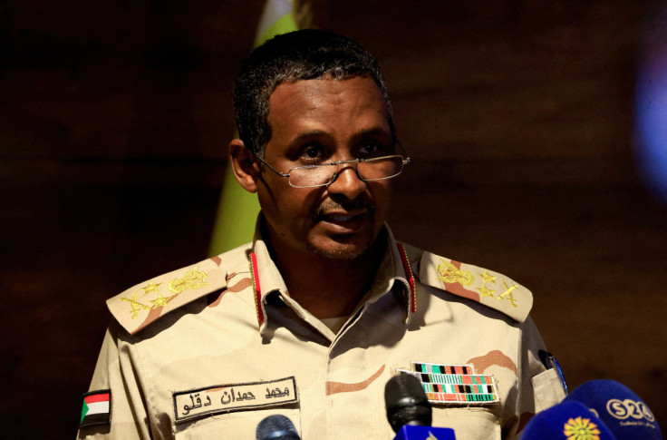 Deputy head of Sudan's sovereign council General Mohamed Hamdan Dagalo speaks during a press conference in Khartoum
