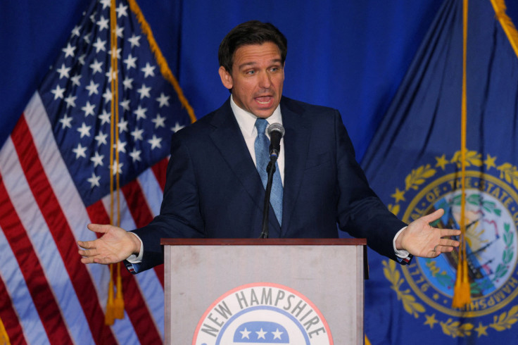 Florida Governor Ron DeSantis speaks in Manchester