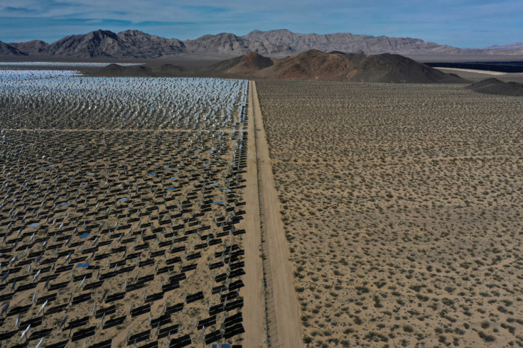 An aerial view of the Ivanpah Solar Electric Generating System in San Bernardino County