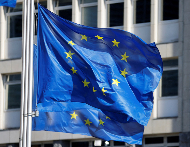 European Union flags fly outside the European Commission headquarters in Brussels