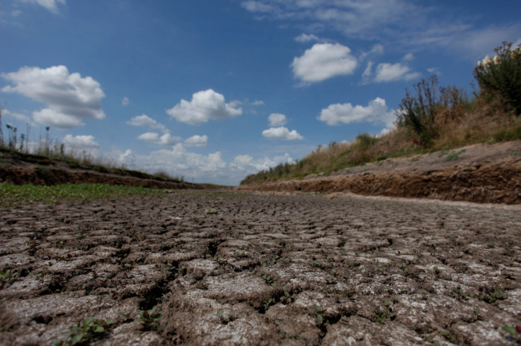 A dried-up creek bed is seen in a drought-affected area near Chivilcoy