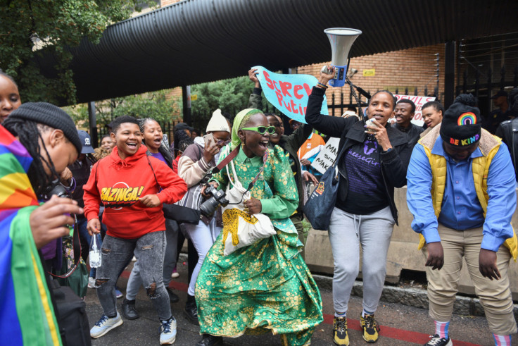 Ugandan LGBTQ activist takes part in a demonstration against the proposed anti-gay law in Uganda