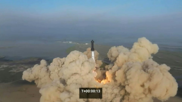 This still image taken from a SpaceX video shows the SpaceX Starship lifting off from the launchpad during a flight test from Starbase in Boca Chica, Texas