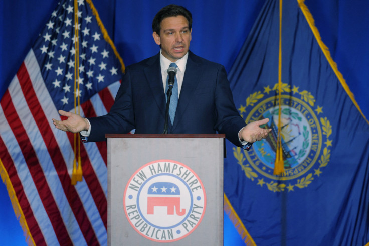 Florida Governor Ron DeSantis speaks in Manchester