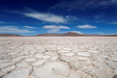 A view of the surface of the salt flat at Salar del Hombre Muerto