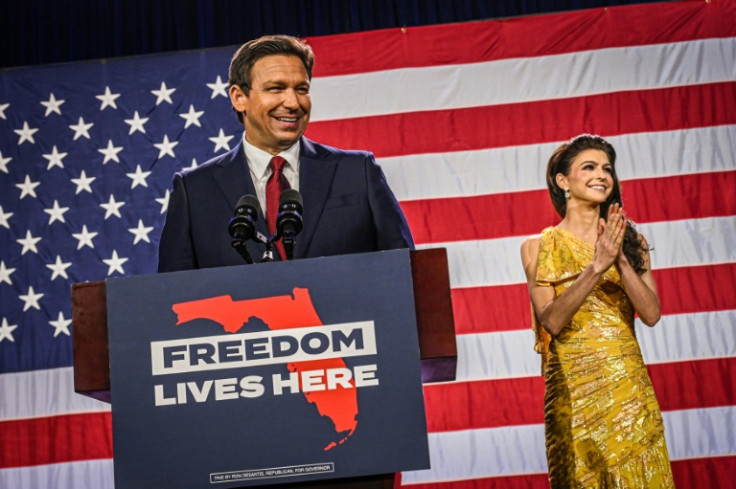 Florida Governor Ron DeSantis, pictured with wife Casey DeSantis on November 8 2022, was endorsed by Donald Trump in 2018