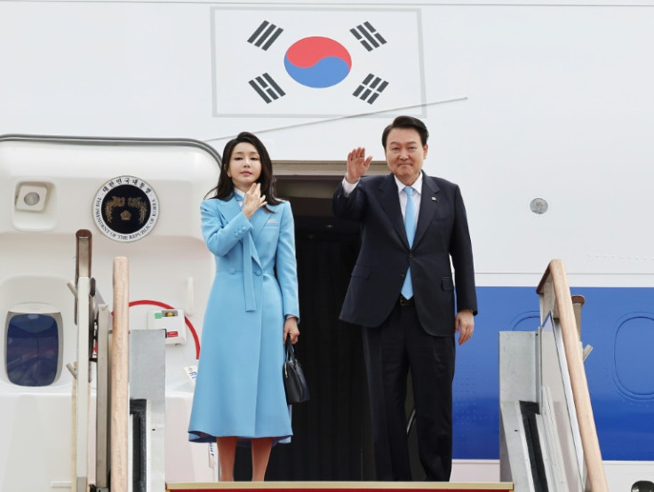 South Korea's President Yoon Suk Yeol and his wife Kim Keon-hee flew to Washington for a six-day state visit