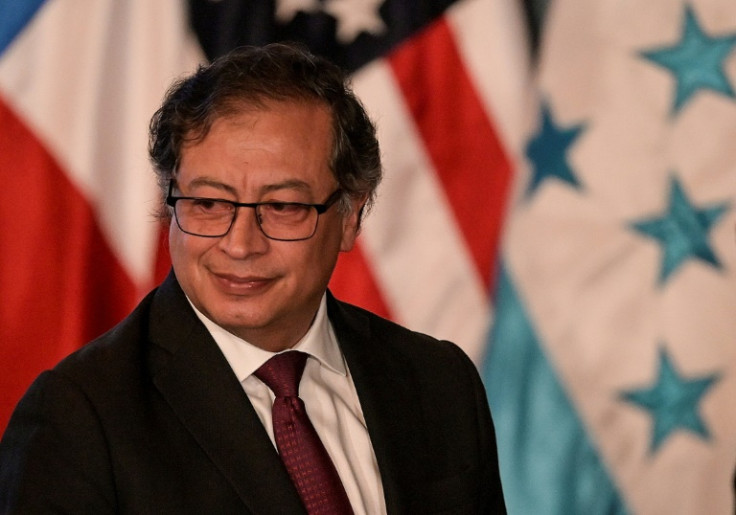 Colombian President Gustavo Petro seen at a conference in Bogota in April 2023