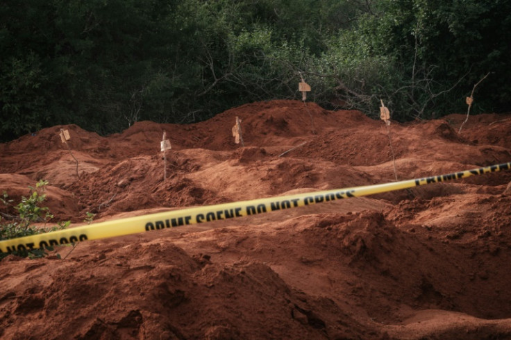 The site where 90 bodies have already been exhumed in Shakahola, outside Kenya's coastal town of Malindi
