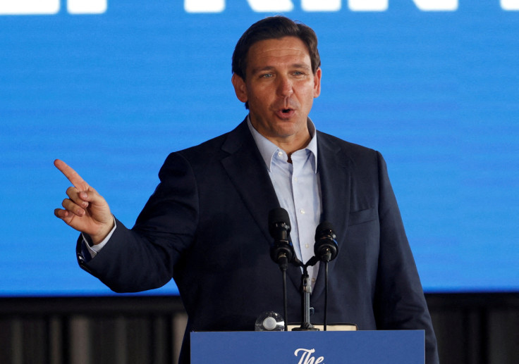 Florida Governor Ron DeSantis speaks in Pinellas Park