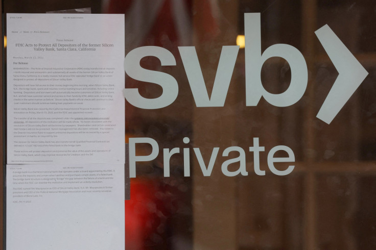 A press release from the (FDIC) is taped to the door of a Silicon Valley Bank branch in Massachusetts
