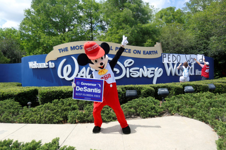 Supporters of Florida's Republican-backed "Don't Say Gay" bill gather outside Walt Disney World