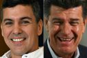 Polls show Santiago Pena (L) and Efrain Alegre neck-and-neck ahead of presidential elections in Paraguay on Sunday