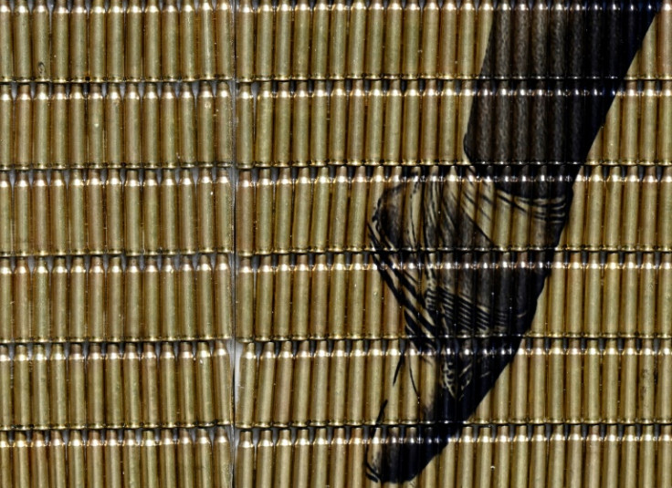 A fragment of an installation called 'Unbroken Project' by Felipe Jacome and Svitlana Onipko outside the National Opera of Ukraine