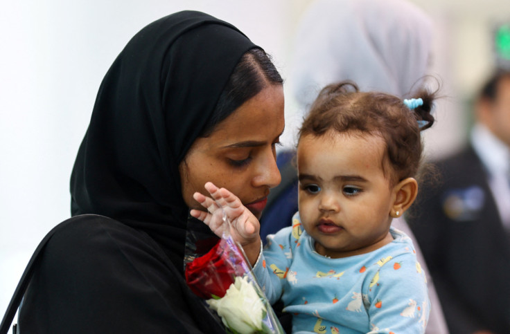 Emirati citizens and other nationals evacuated from Sudan to escape the conflicts arrive in Abu Dhabi airport